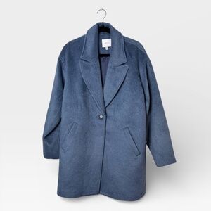 GREYLIN Blue Wool-Blend Brushed Coat – Size L